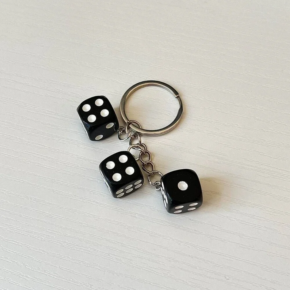 y2k 2000s black dice keyring for keychain